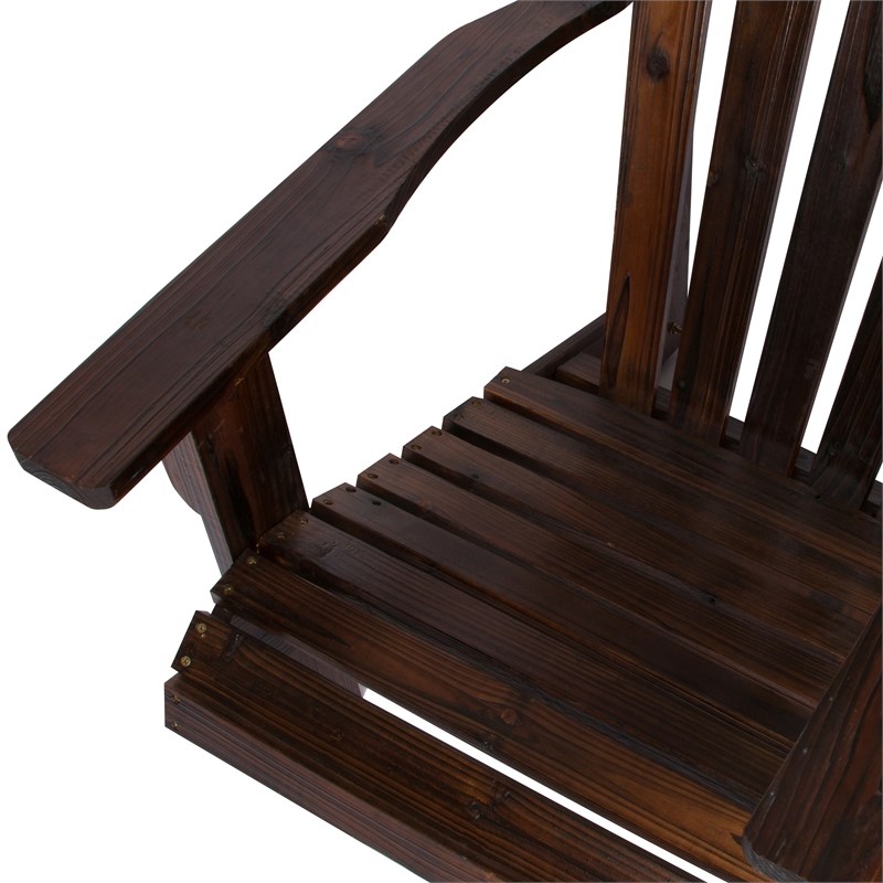 Shine Company Traditional Cedar Wood Patio Porch Adirondack Chair in Brown