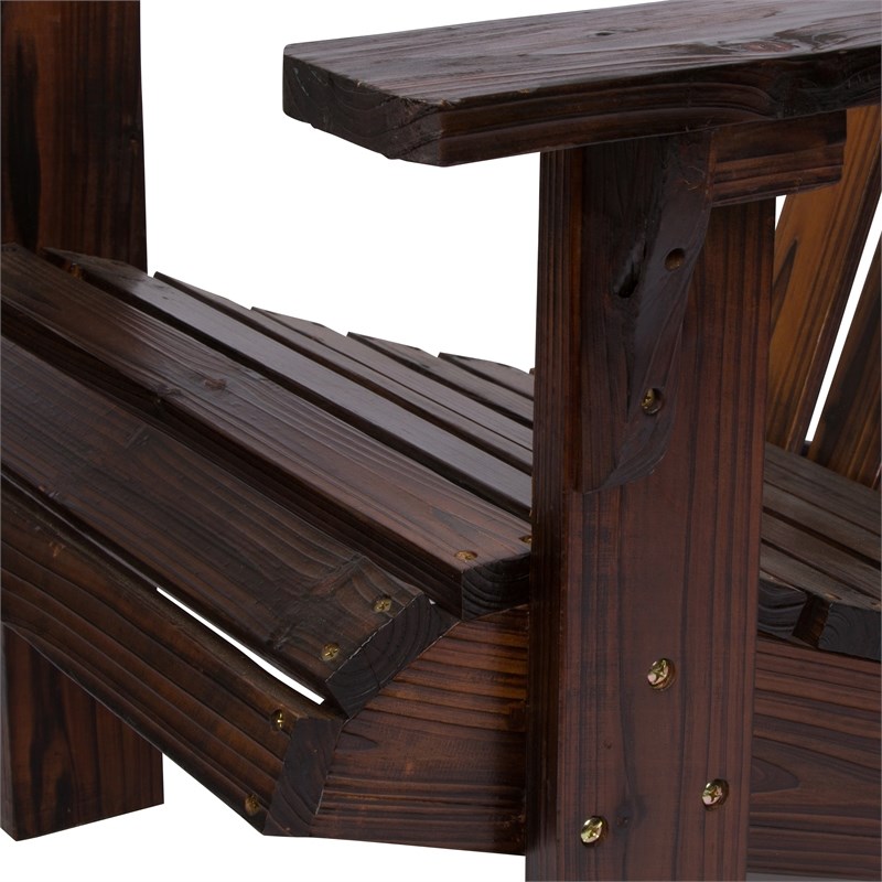 Shine Company Traditional Cedar Wood Patio Porch Adirondack Chair in Brown
