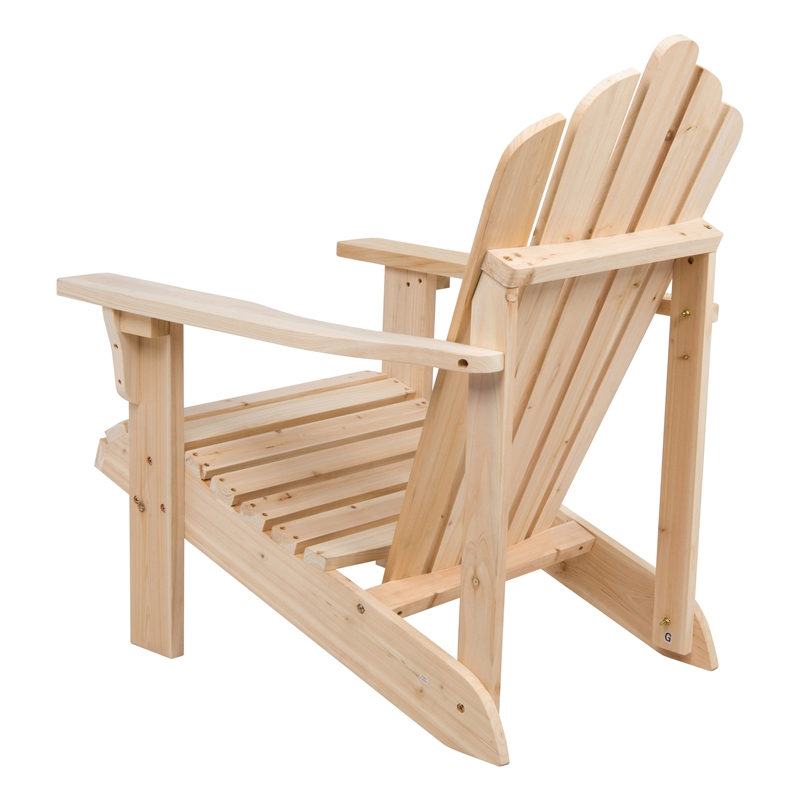 Shine Company Traditional Cedar Wood Patio Porch Adirondack Chair in Beige