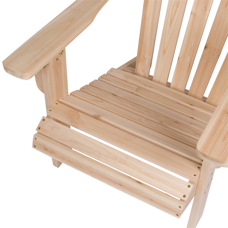 Shine Company Traditional Cedar Wood Patio Porch Adirondack Chair in Beige