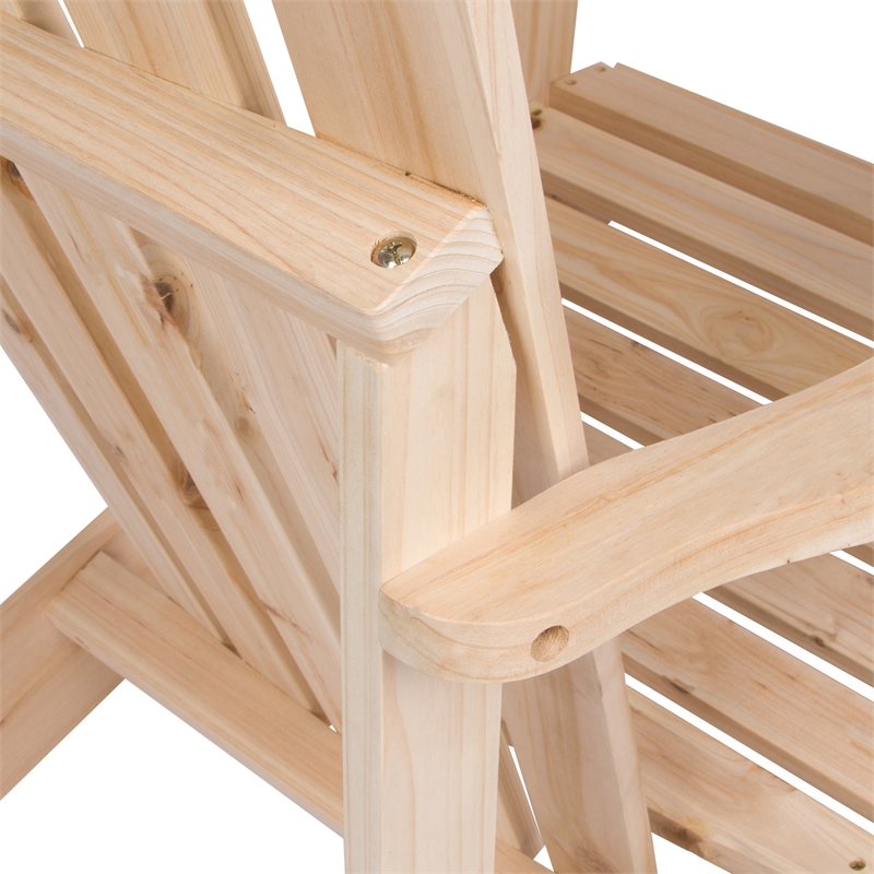 Shine Company Traditional Cedar Wood Patio Porch Adirondack Chair in Beige