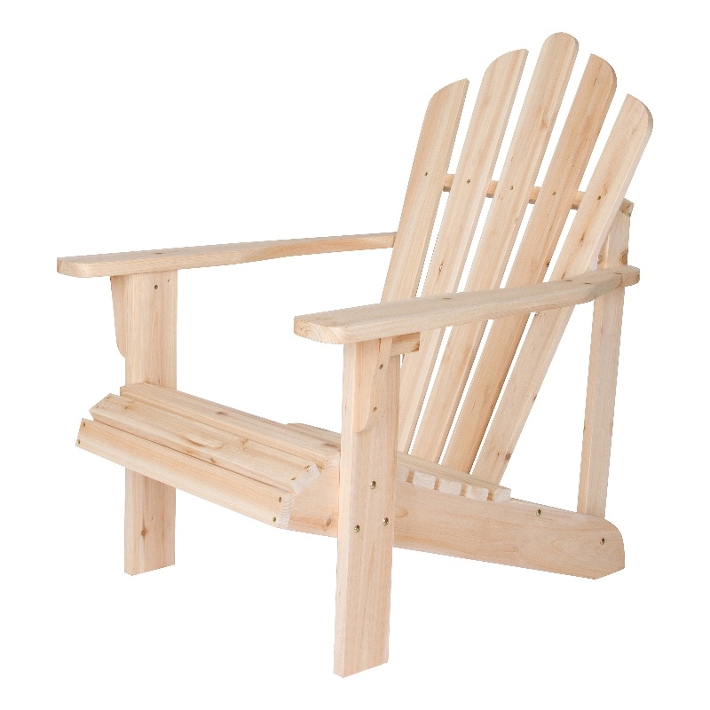 Shine Company Traditional Cedar Wood Patio Porch Adirondack Chair in Beige