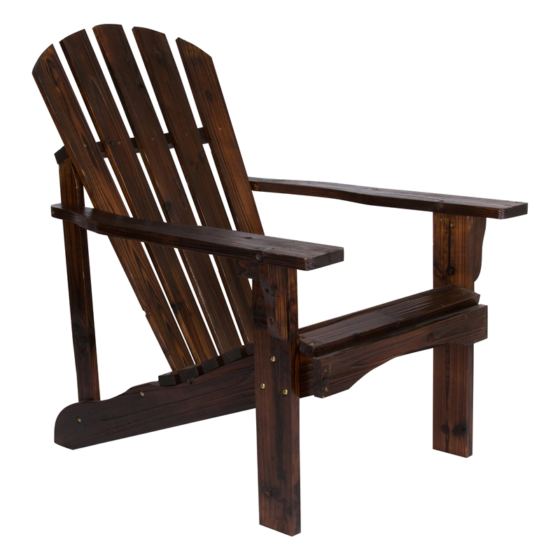 Shine Company Traditional Cedar Wood Patio Deck Adirondack Chair in Brown