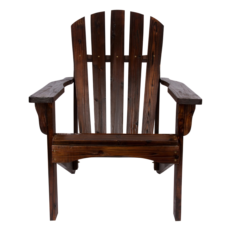 Shine Company Traditional Cedar Wood Patio Deck Adirondack Chair in Brown