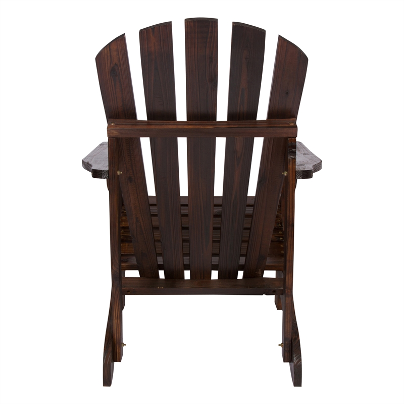 Shine Company Traditional Cedar Wood Patio Deck Adirondack Chair in Brown