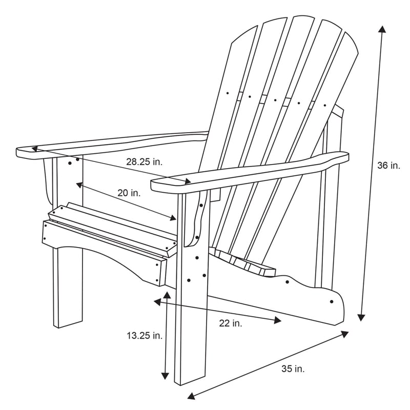 Shine Company Traditional Cedar Wood Patio Deck Adirondack Chair in Beige