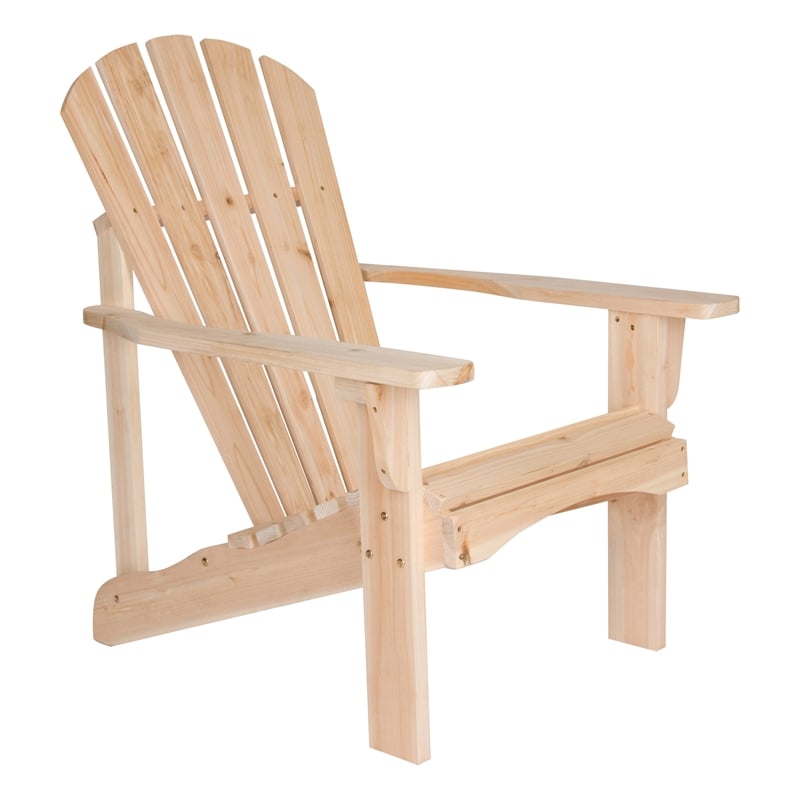 Shine Company Traditional Cedar Wood Patio Deck Adirondack Chair in Beige