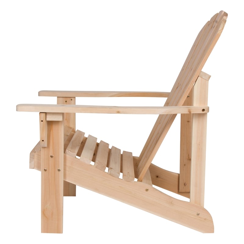 Shine Company Traditional Cedar Wood Patio Deck Adirondack Chair in Beige