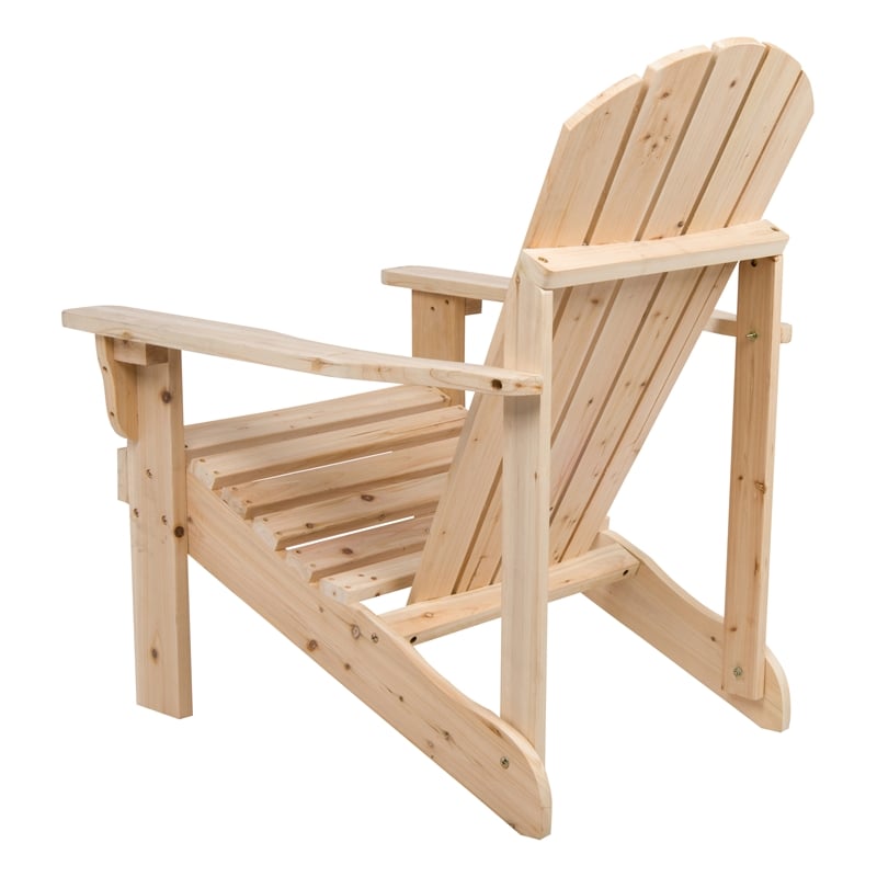 Shine Company Traditional Cedar Wood Patio Deck Adirondack Chair in Beige