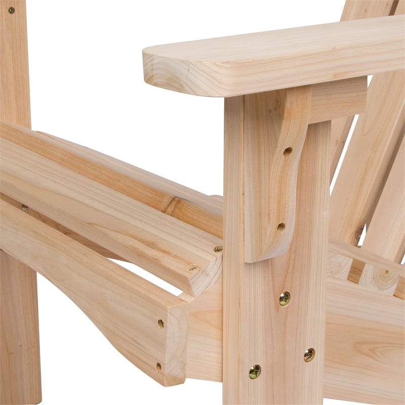 Shine Company Traditional Cedar Wood Patio Deck Adirondack Chair in Beige