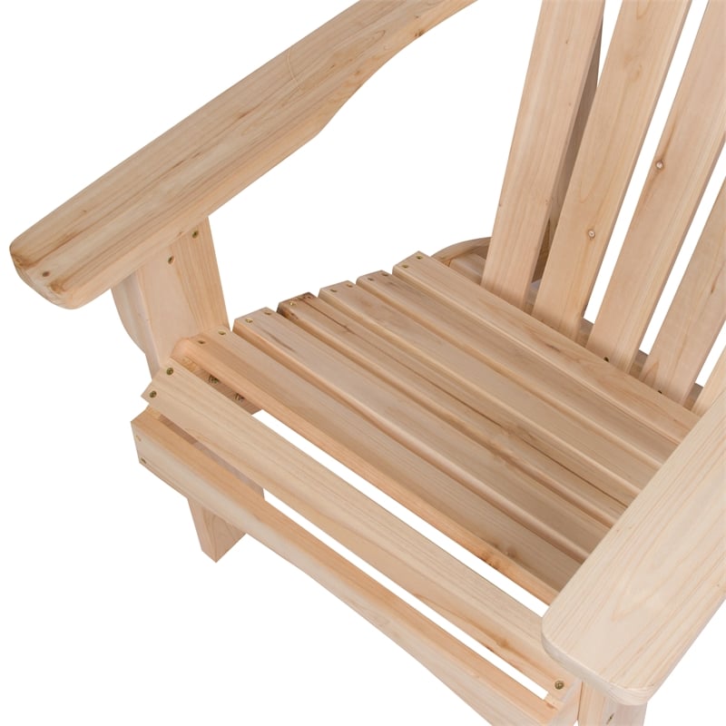 Shine Company Traditional Cedar Wood Patio Deck Adirondack Chair in Beige