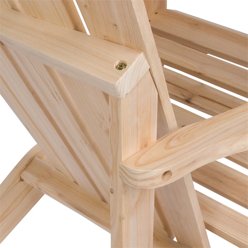 Shine Company Traditional Cedar Wood Patio Deck Adirondack Chair in Beige