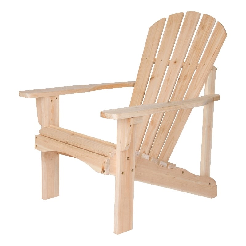 Shine Company Traditional Cedar Wood Patio Deck Adirondack Chair in Beige
