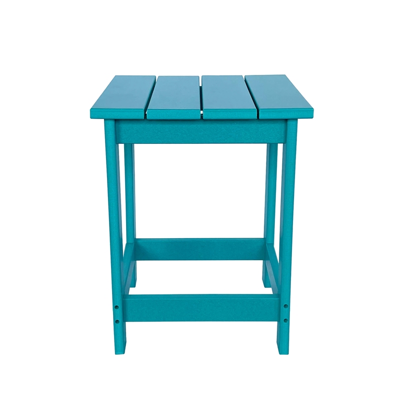 Shine Company Adirondack Indoor/Outdoor Square Resin End Table in Blue
