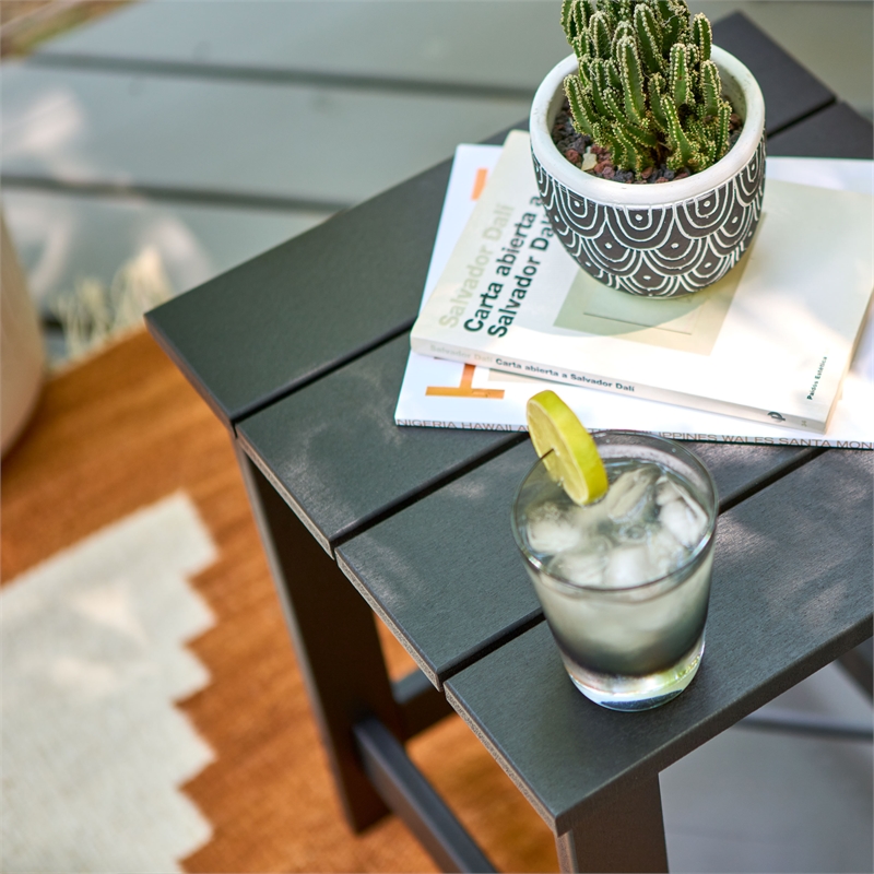 Shine Company Adirondack Indoor/Outdoor Square Resin End Table in Black