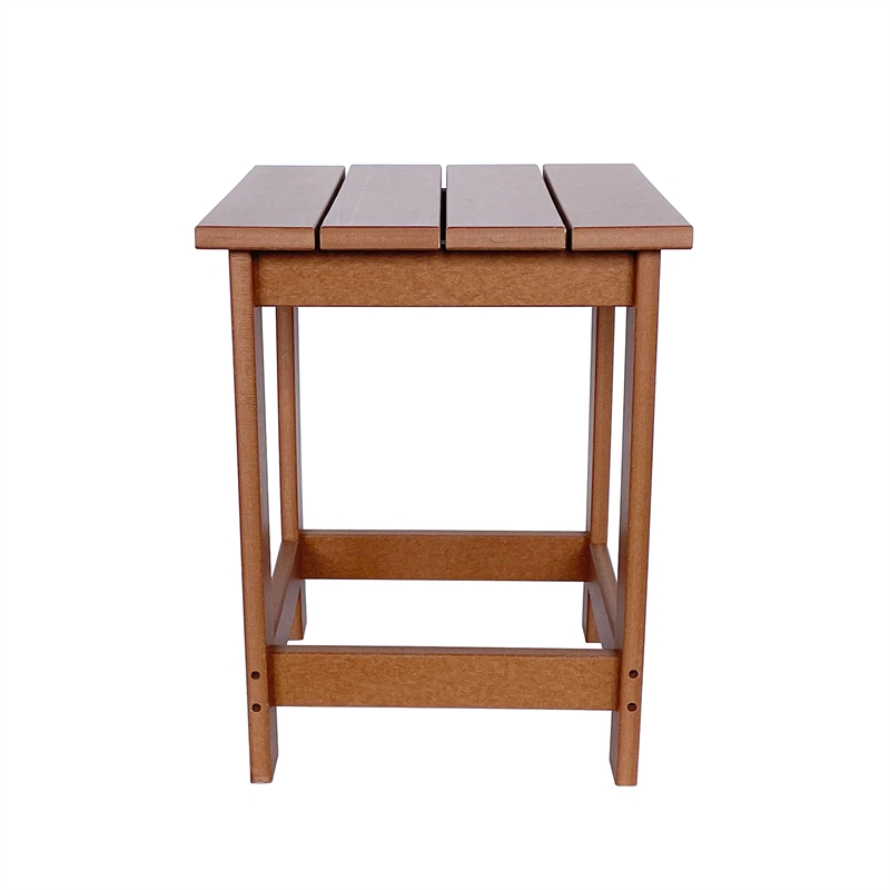 Shine Company Adirondack Indoor/Outdoor Square Resin End Table in Brown