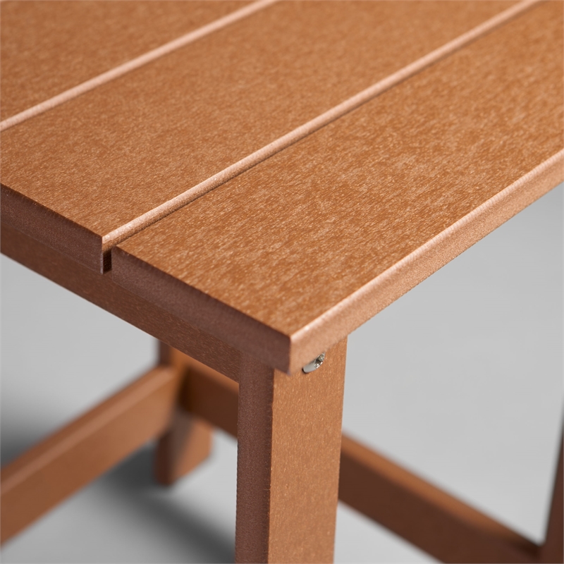 Shine Company Adirondack Indoor/Outdoor Square Resin End Table in Brown