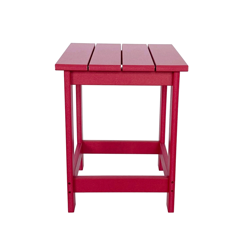 Shine Company Adirondack Indoor/Outdoor Square Resin End Table in Red