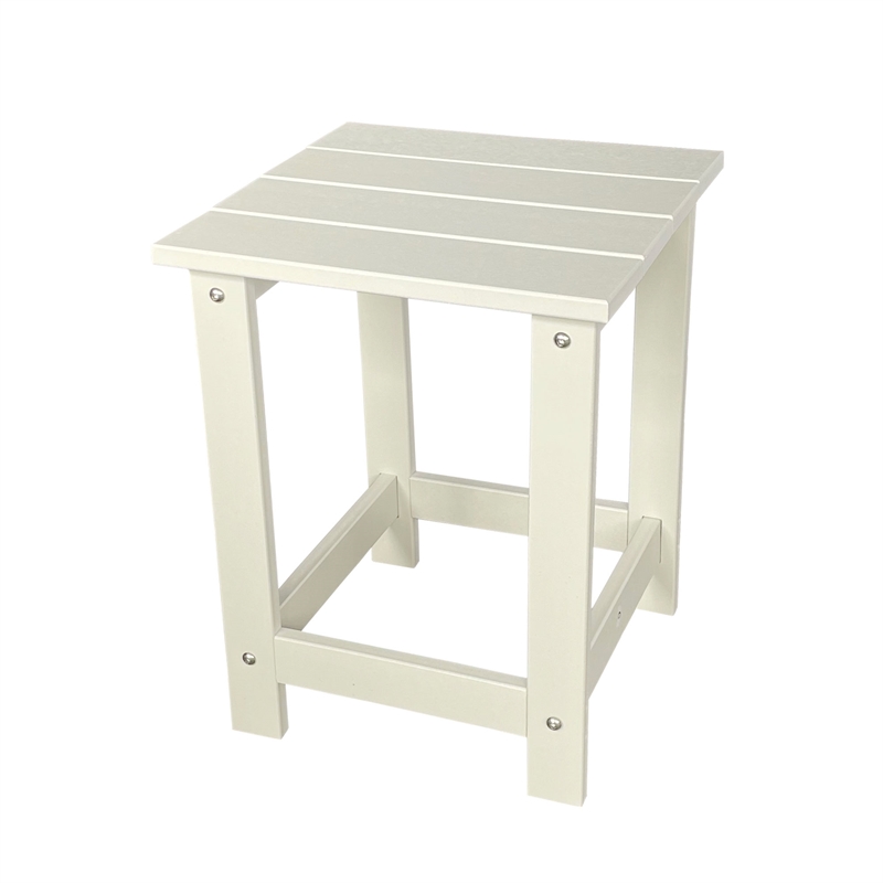 Shine Company Adirondack Indoor/Outdoor Square Resin End Table in White