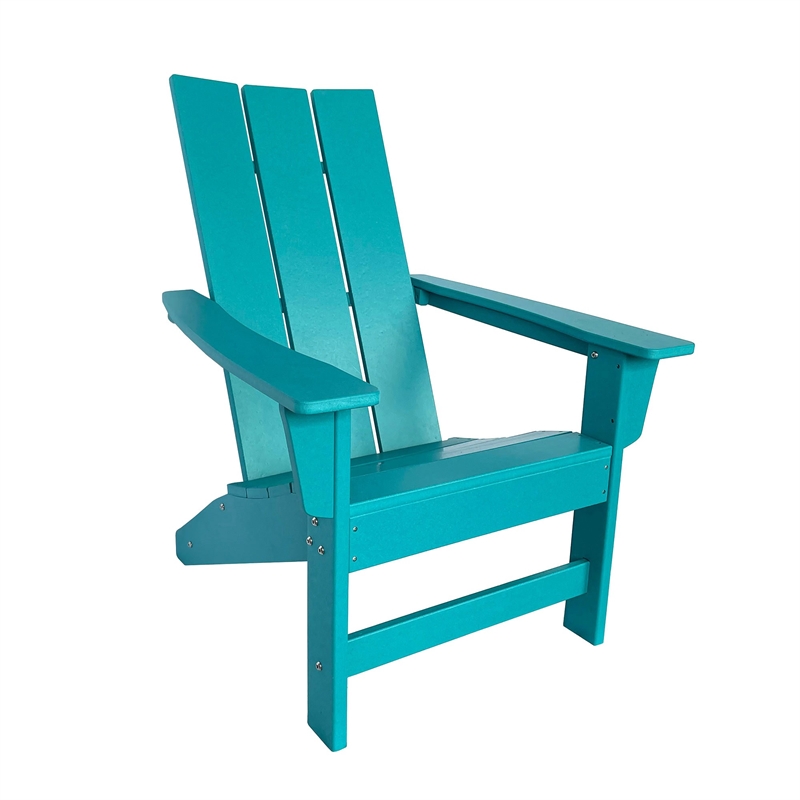 Shine Company Modern Resin All-Weather Patio Porch Adirondack Chair in Blue