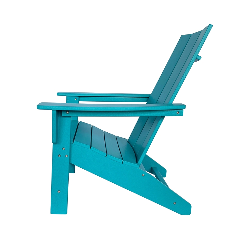 Shine Company Modern Resin All-Weather Patio Porch Adirondack Chair in Blue