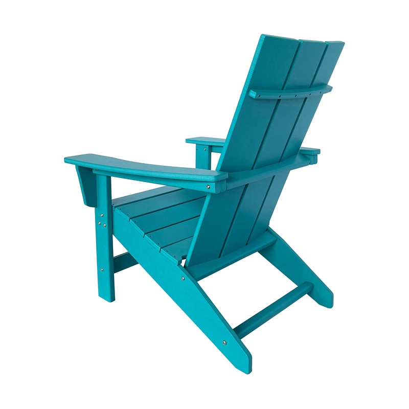 Shine Company Modern Resin All-Weather Patio Porch Adirondack Chair in Blue