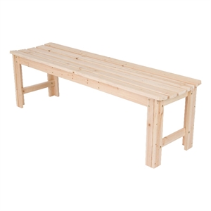 Shine Company 60&quot Cedar Wood Backless Patio Porch Garden Bench in Beige