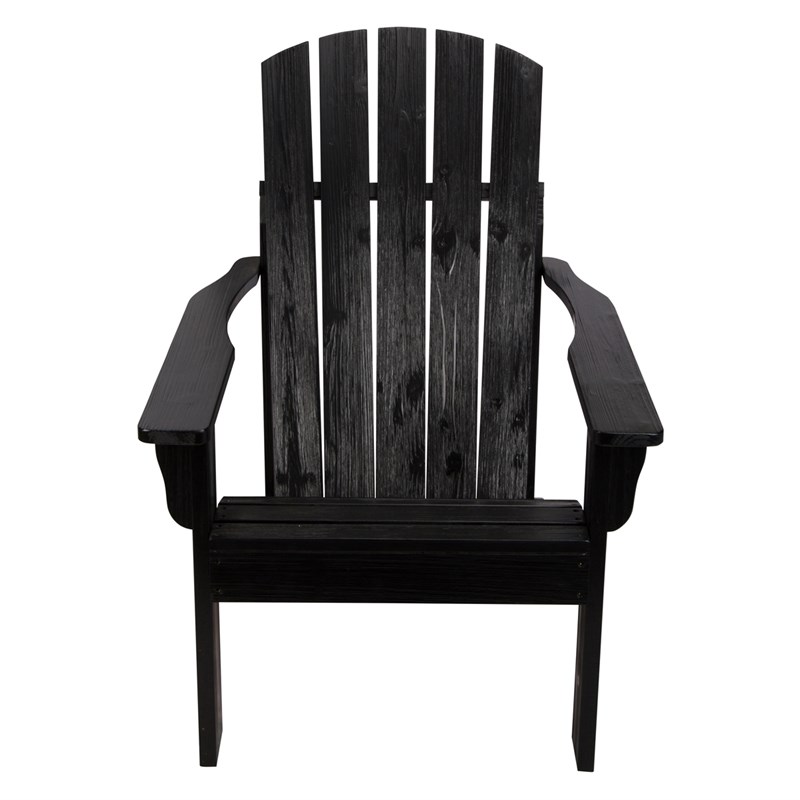 Shine Company Traditional Cedar Wood Patio Firepit Adirondack Chair in Black