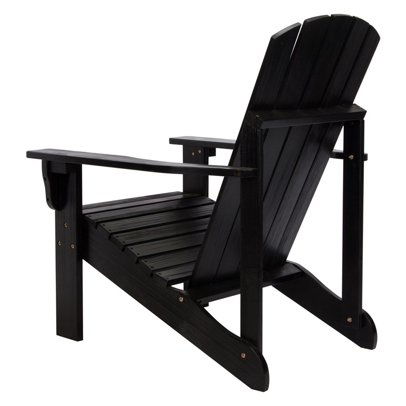 Shine Company Traditional Cedar Wood Patio Firepit Adirondack Chair in Black