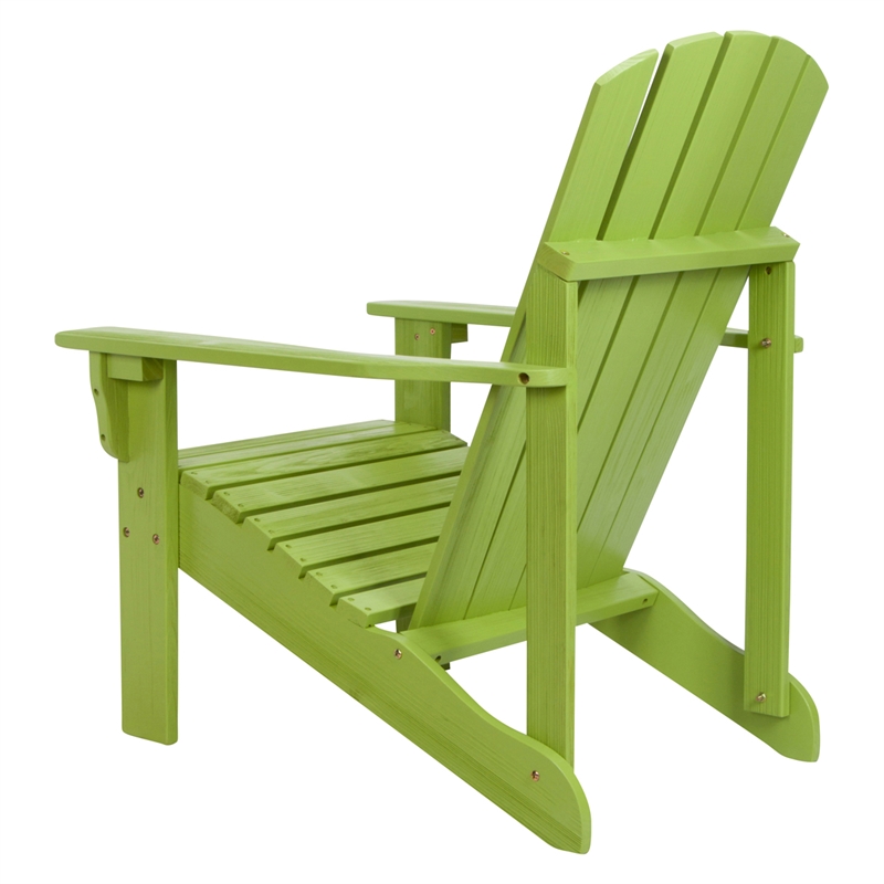Shine Company Traditional Cedar Wood Patio Firepit Adirondack Chair in Green