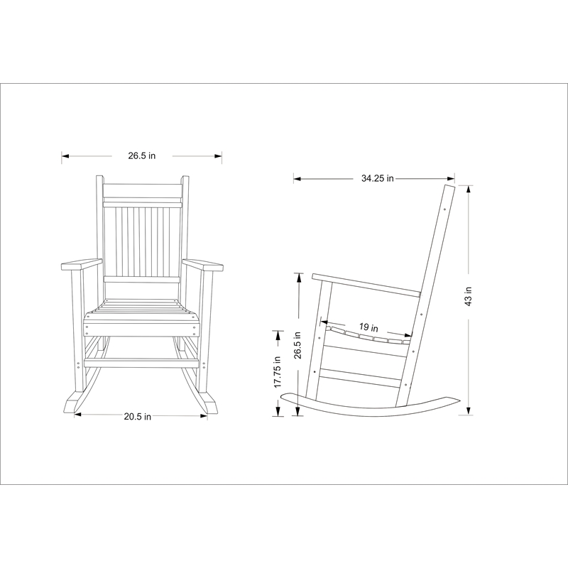 Shine Company All-Weather Traditional Resin Patio Porch Rocker in Black
