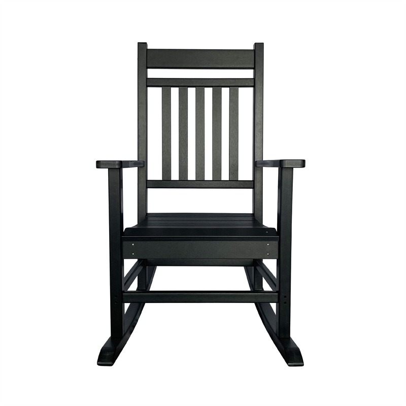 Shine Company All-Weather Traditional Resin Patio Porch Rocker in Black