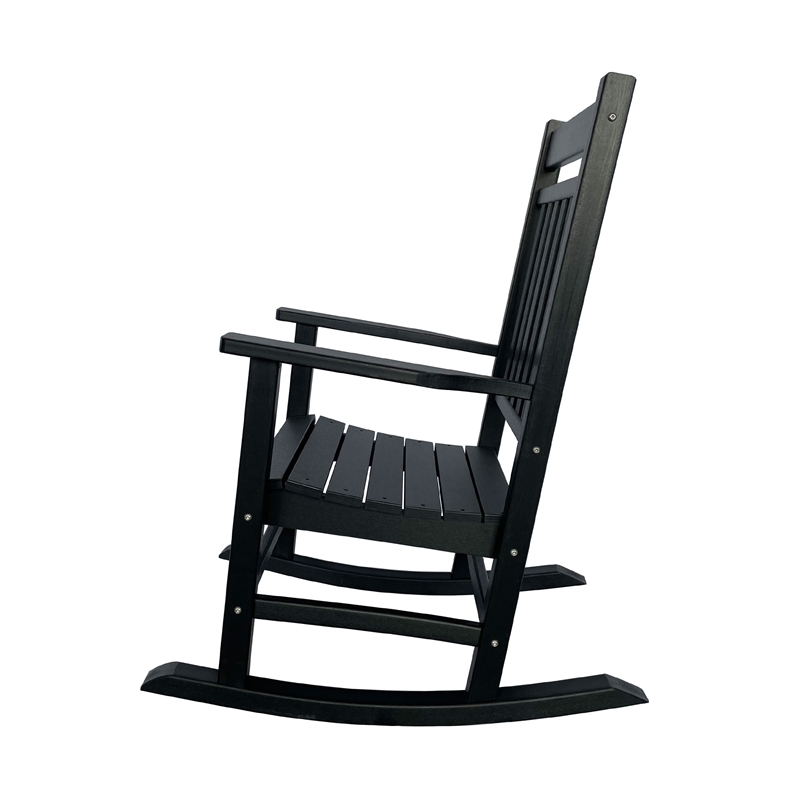 Shine Company All-Weather Traditional Resin Patio Porch Rocker in Black