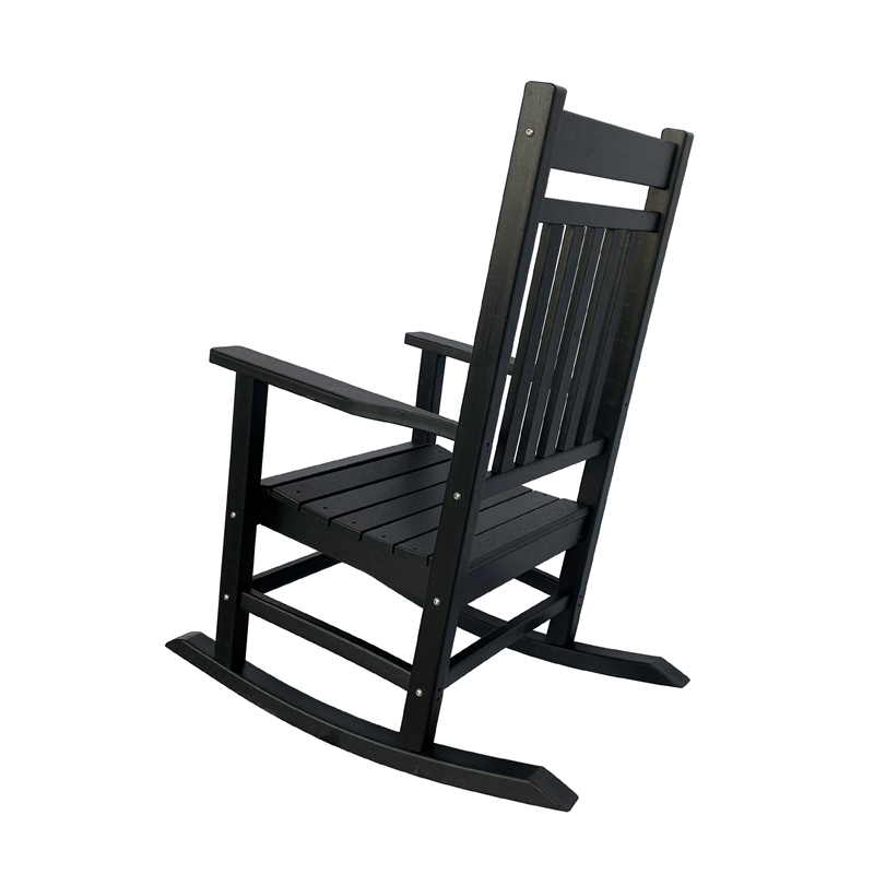 Shine Company All-Weather Traditional Resin Patio Porch Rocker in Black