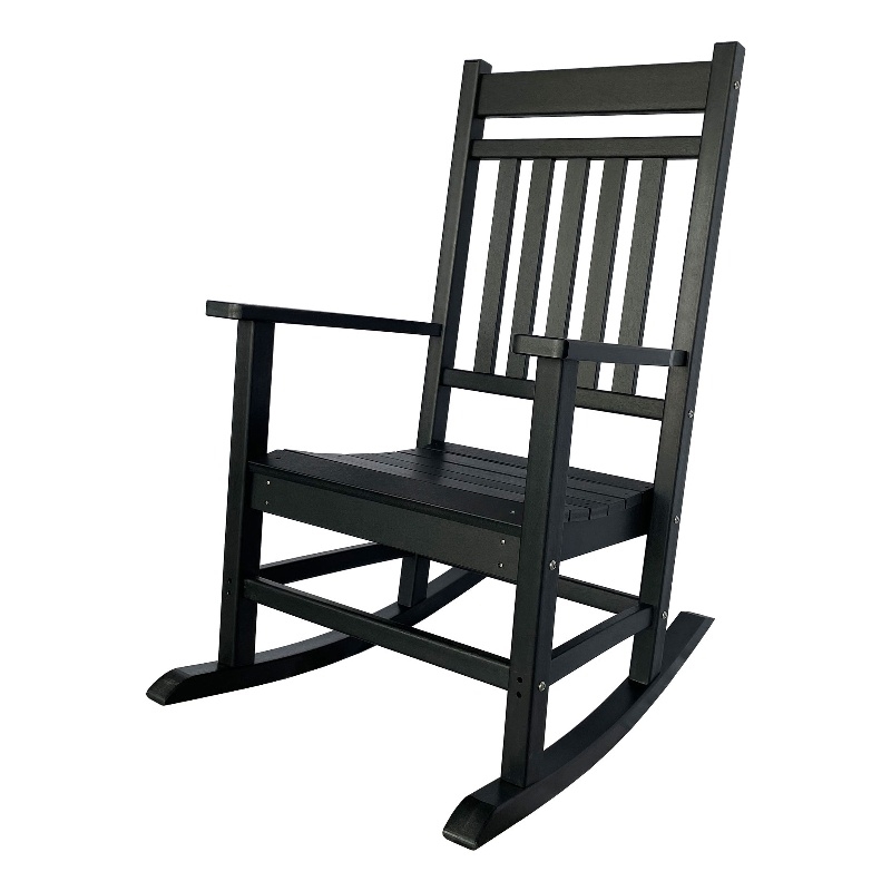 Shine Company All-Weather Traditional Resin Patio Porch Rocker in Black