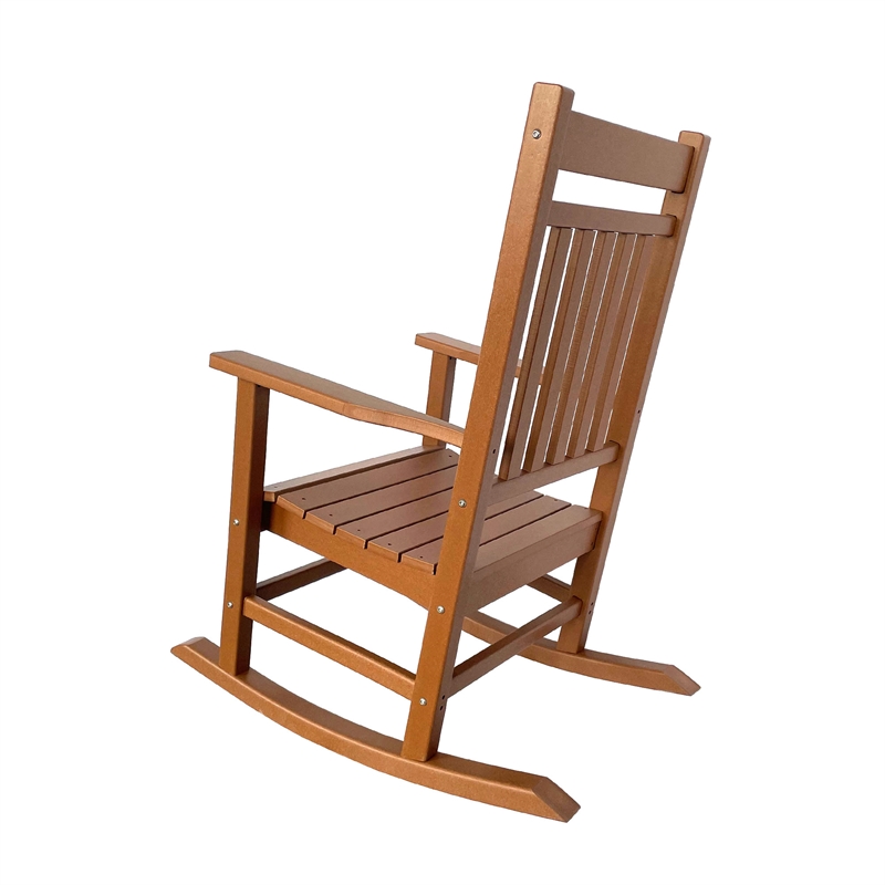 Shine Company All-Weather Traditional Resin Patio Porch Rocker in Brown