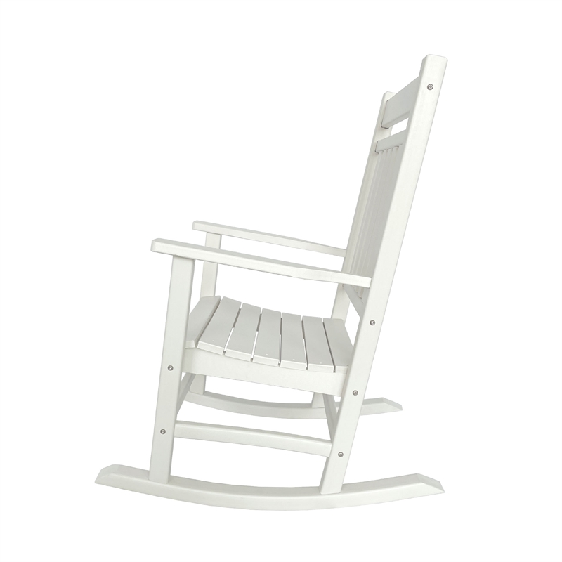 Shine Company All-Weather Traditional Resin Patio Porch Rocker in White