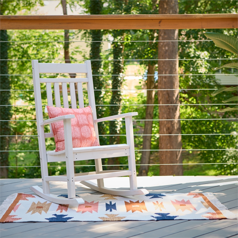 Shine Company All-Weather Traditional Resin Patio Porch Rocker in White