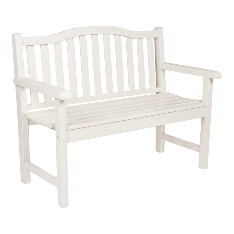 Shine Company Traditional Cedar Wood Patio Porch Garden Bench in White