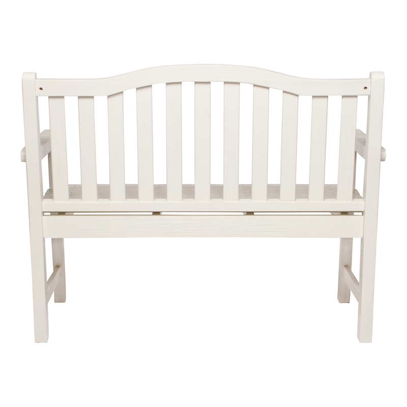 Shine Company Traditional Cedar Wood Patio Porch Garden Bench in White