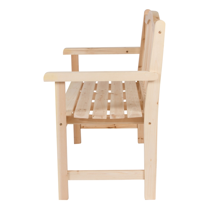 Shine Company Traditional Cedar Wood Patio Porch Garden Bench in Beige