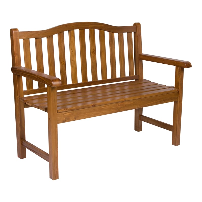 Shine Company Traditional Cedar Wood Patio Porch Garden Bench in Brown