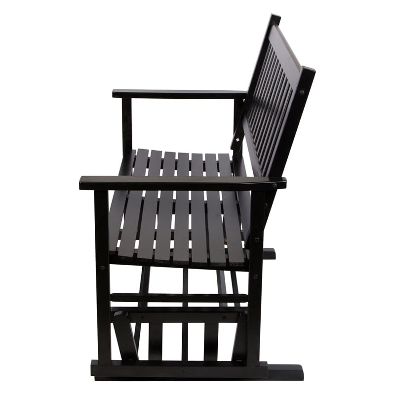 Shine Company Traditional Hardwood Outdoor Glider Loveseat in Black Finish