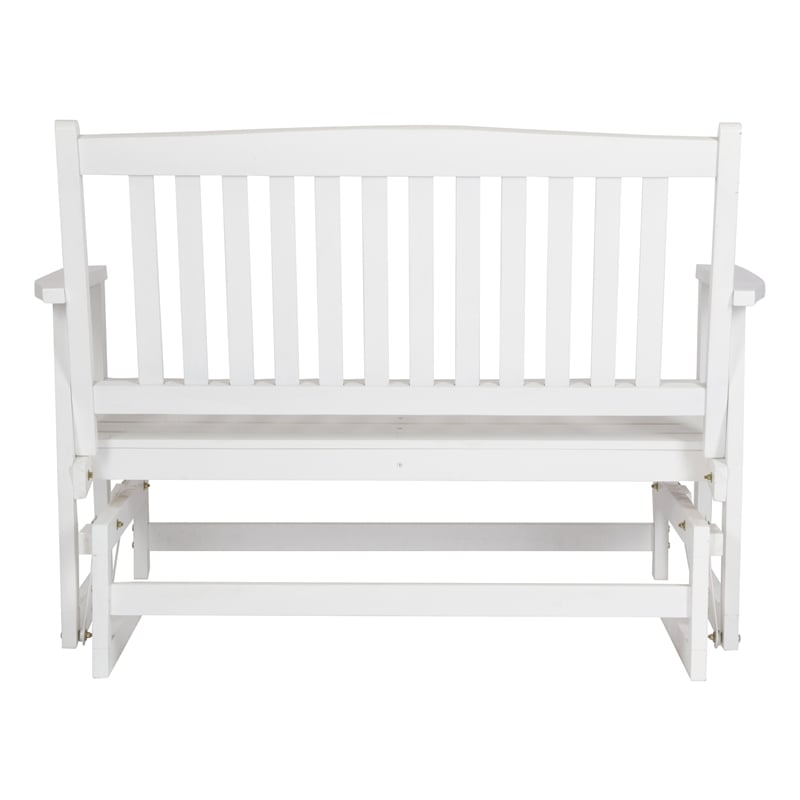 Shine Company Traditional Hardwood Outdoor Glider Loveseat in White Finish