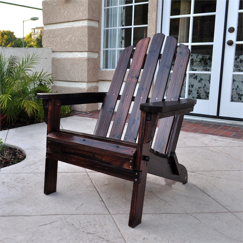 Shine Company Traditional Cedar Wood Folding Adirondack Chair in Brown