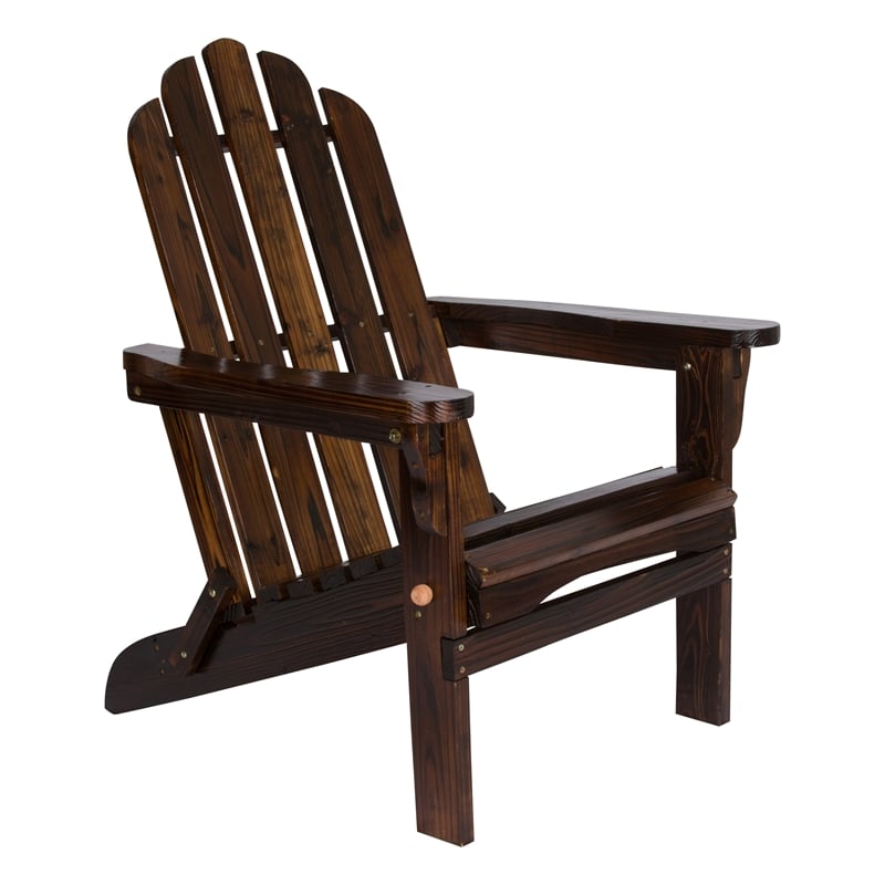 Shine Company Traditional Cedar Wood Folding Adirondack Chair in Brown