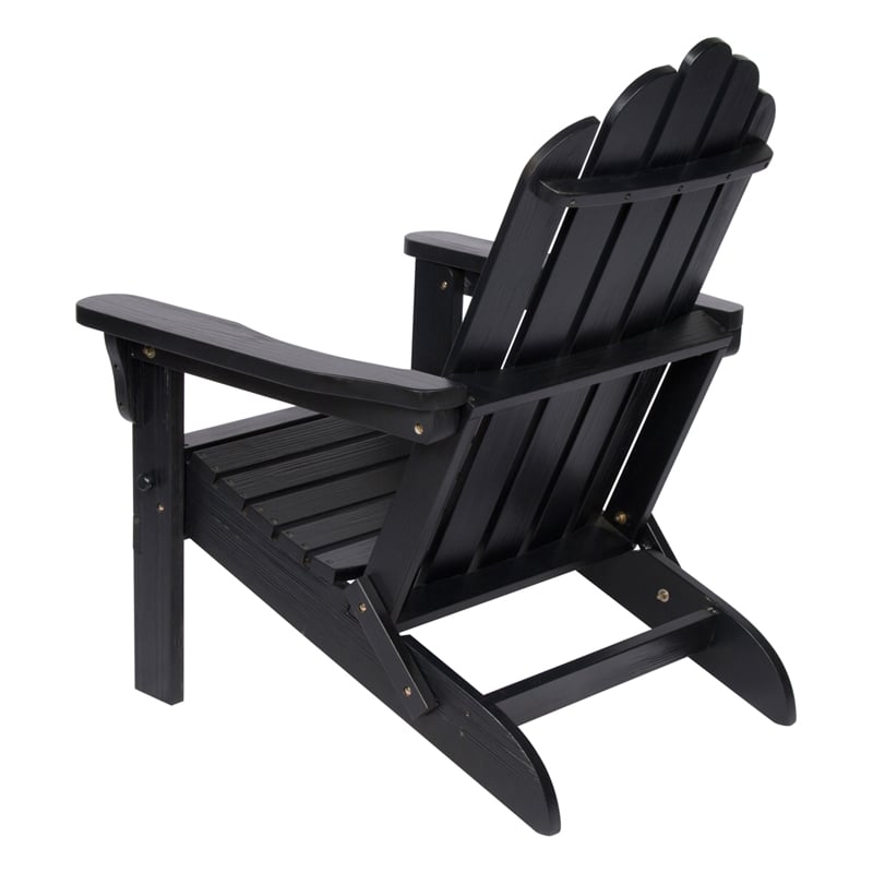 Shine Company Traditional Cedar Wood Folding Adirondack Chair in Black