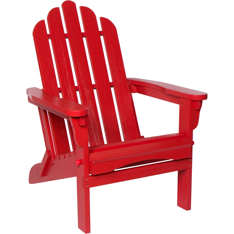Shine Company Traditional Cedar Wood Folding Adirondack Chair in Red