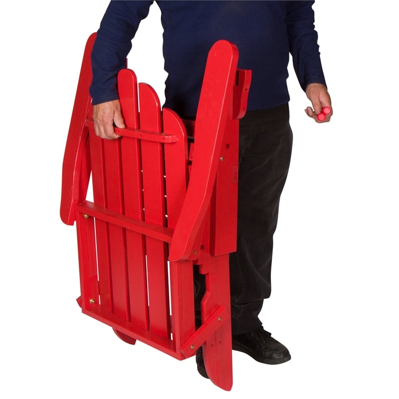 Shine Company Traditional Cedar Wood Folding Adirondack Chair in Red