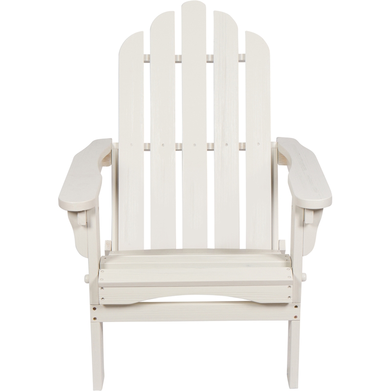Shine Company Traditional Cedar Wood Folding Adirondack Chair in White